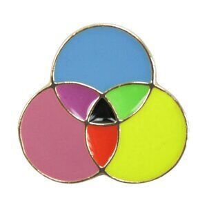 CMYK Color Theory Circles Enamel Pin - Graphic Artist Venn Diagram Apparel NWT